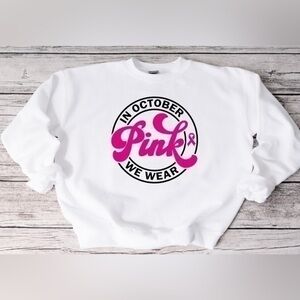 In October We Wear Pink Crewneck - White